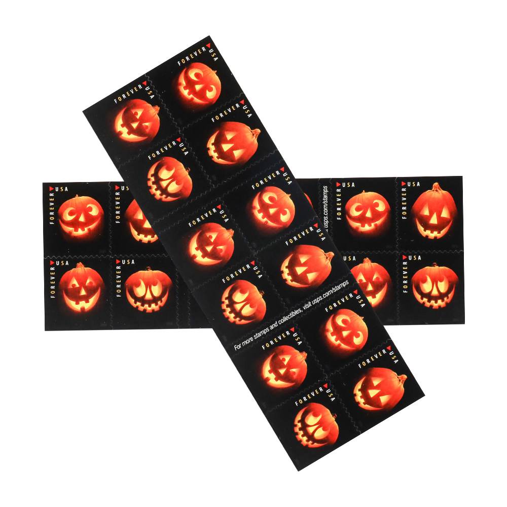 100Pcs 2016 First-Class Forever Stamp - Jack-O'-Lanterns: Round Eyes and Four Teeth