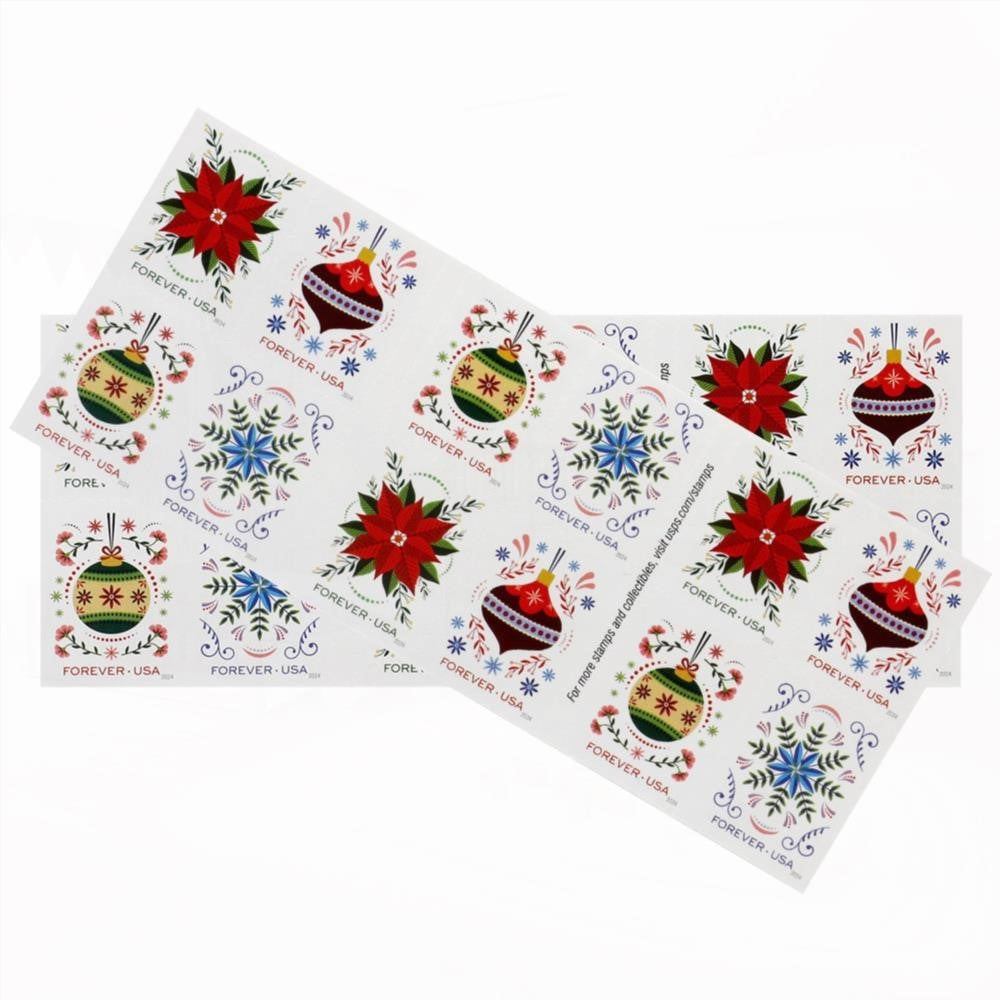 100Pcs 2024 US Holiday Joy First Class Forever Stamps