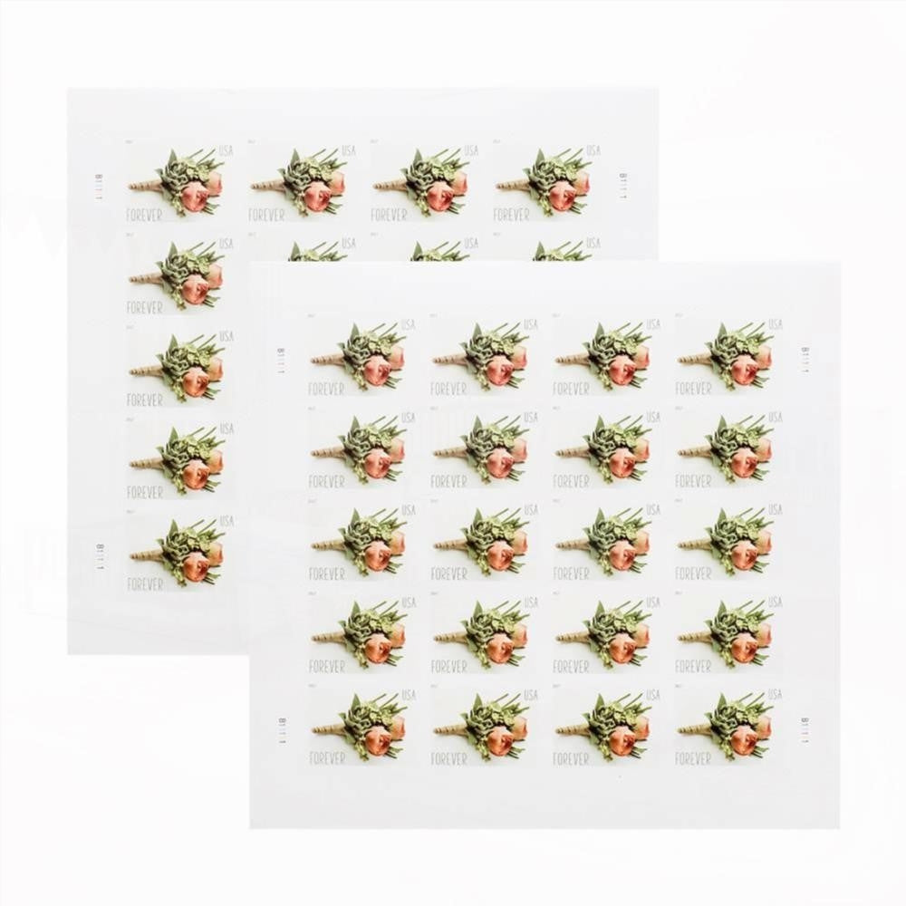 100Pcs 2017 First-Class Forever Stamp - Wedding Series: Celebration Boutonniere