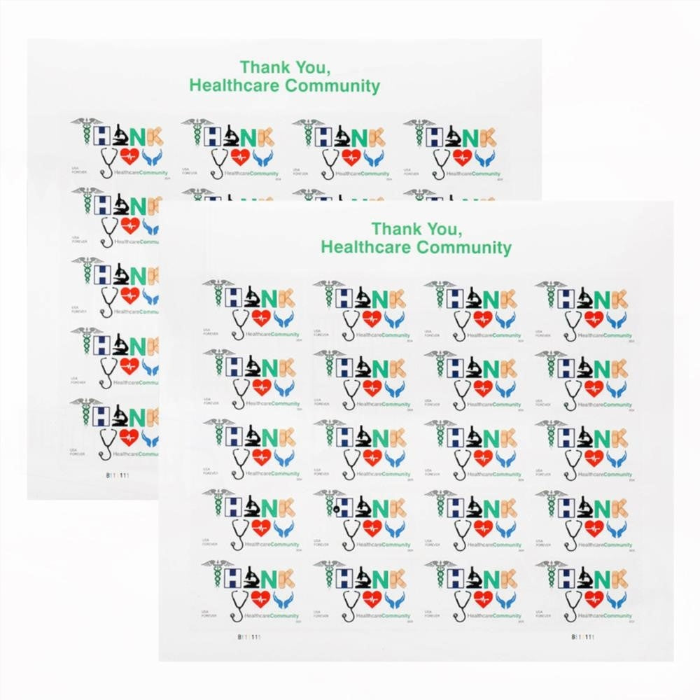 100Pcs 2024 US Thank You, Healthcare Community First Class Forever Stamps