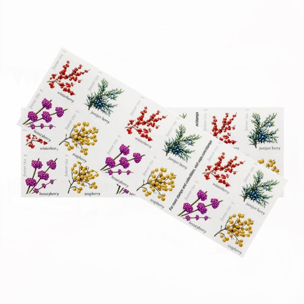 100Pcs 2019 US Winter Berries Forever Stamps
