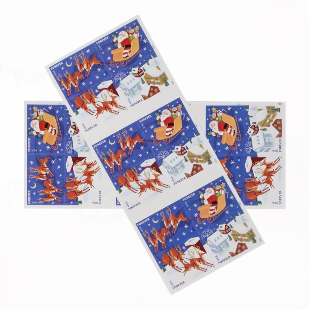 100Pcs 2012 First-Class Forever Stamp - Contemporary Christmas: Reindeer in Flight
