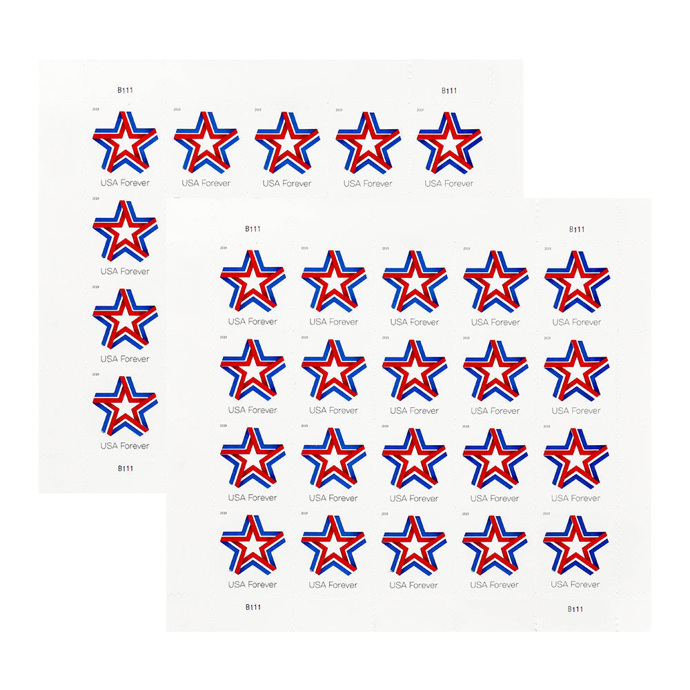 100Pcs 2019 USA Star Ribbon Forever Stamps