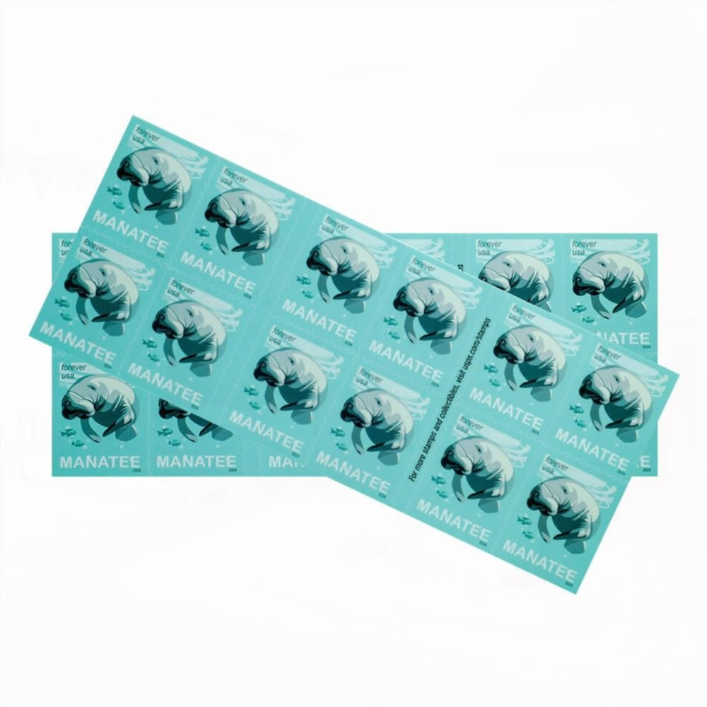 100Pcs 2024 Save Manatees Forever First Class Postage Stamps