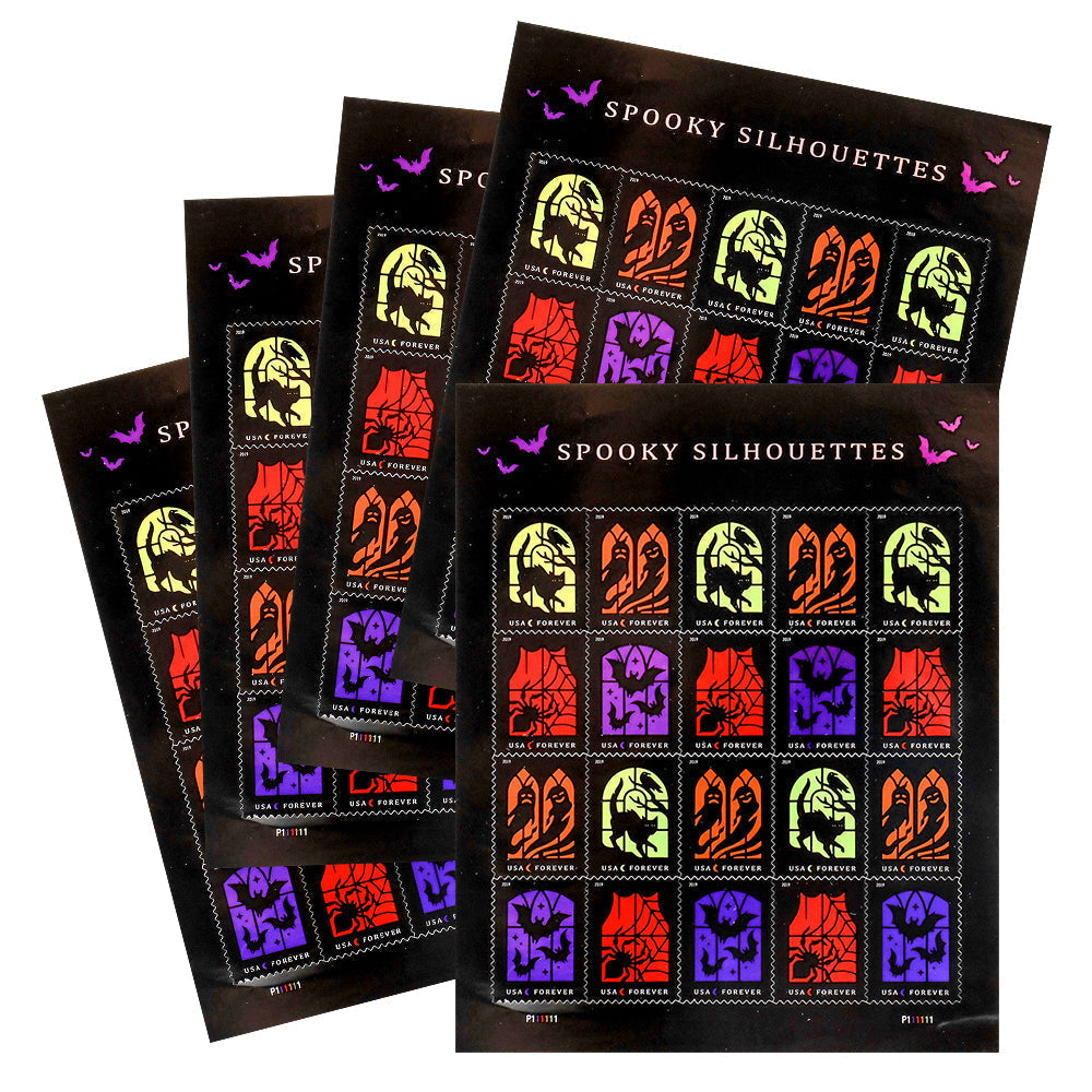 100Pcs 2019 US Spooky Silhouettes Forever Stamps