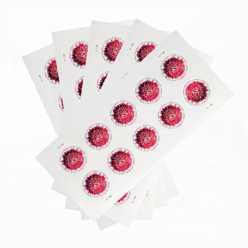 100Pcs 2020 US Global Chrysanthemum Forever Stamps