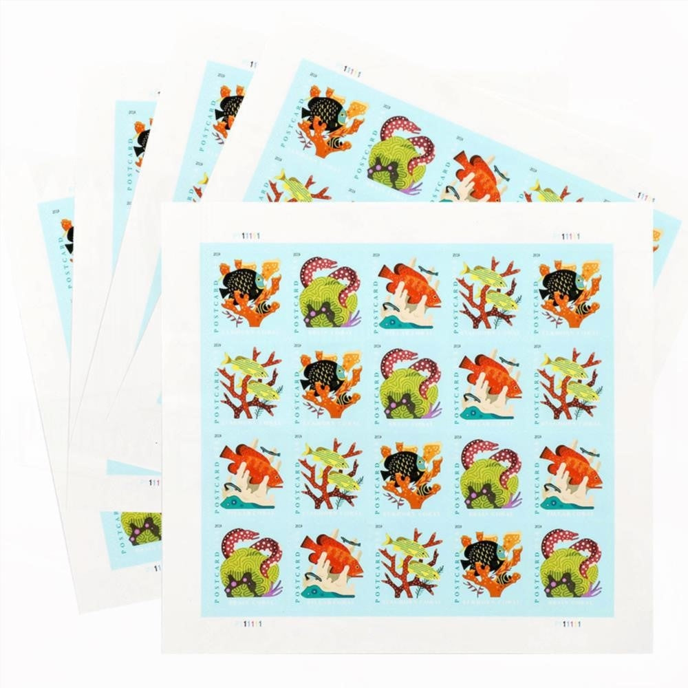100Pcs 2019 US Coral Reefs Postcard Stamps