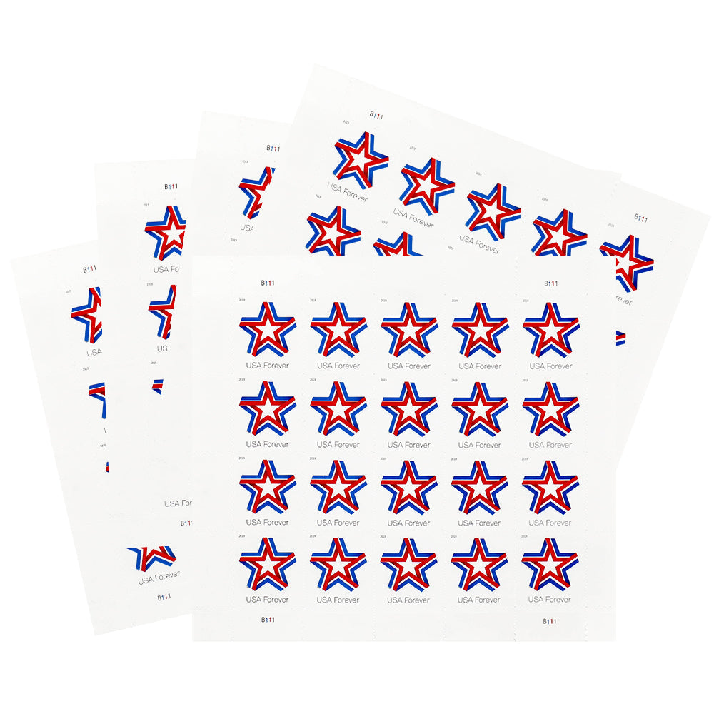 100Pcs 2019 USA Star Ribbon Forever Stamps