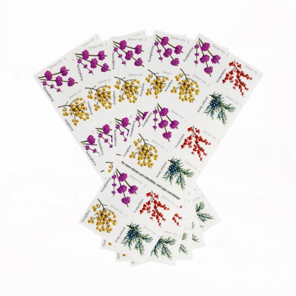 100Pcs 2019 US Winter Berries Forever Stamps