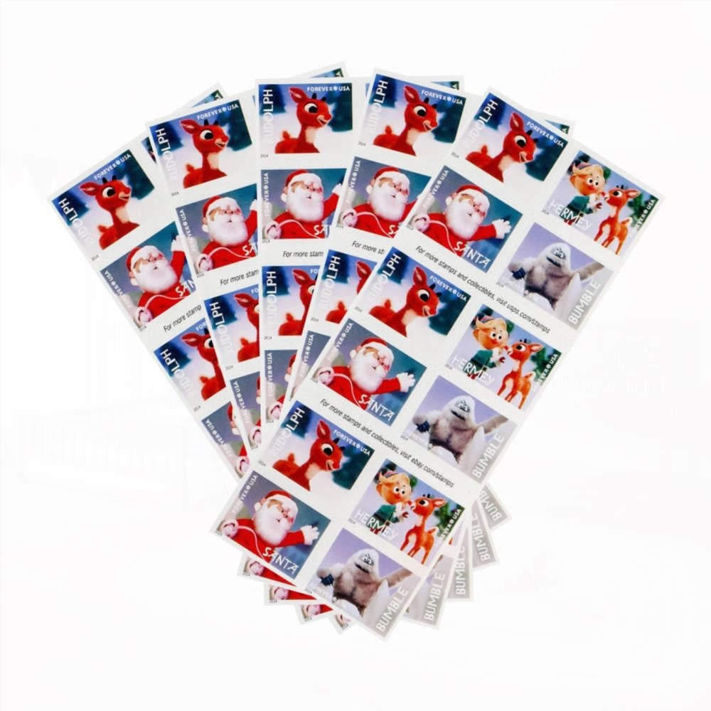 100Pcs 2014 US First-Class Forever Stamp - Rudolph the Red-Nosed Reindeer
