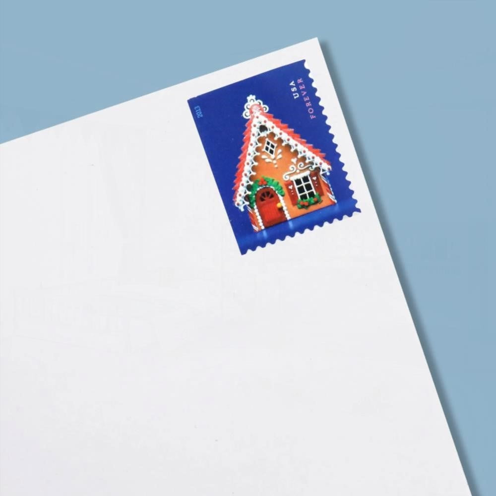 100Pcs 2013 First-Class Forever Stamp - Contemporary Christmas: Gingerbread House with Red Roof and Door