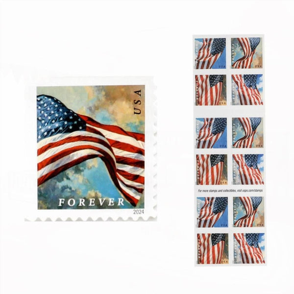 100Pcs 2024 U.S. Flags Forever Stamps Booklets