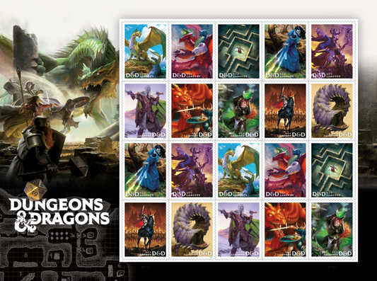100Pcs 2024 Dungeons & Dragons Stamps Forever First Class Postage Stamps