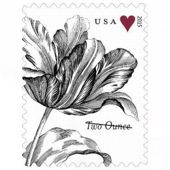 100Pcs 2015 Wedding Series: Vintage Tulip Two Ounce First Class Postage Stamps