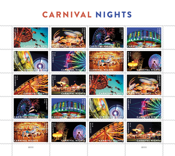 100Pcs 2024 Carnival Nights Forever First Class Postage Stamps